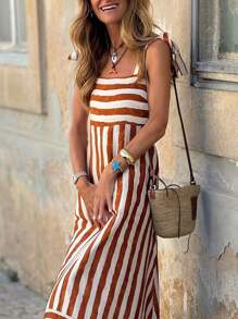 Vestido de verano estampado sin mangas con falda larga tipo A, ropa de mujer de verano, vestido para vacaciones, falda para salir