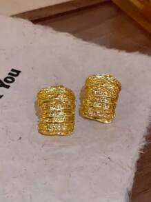 1 par de pendientes de metal con diseño geométrico de moda para mujer, accesorios para fiesta/viaje, joyas gruesas