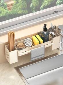 1 pezzo Scaffale porta stoviglie, porta panni e spugne da cucina multifunzione,organizer da parete per spezie