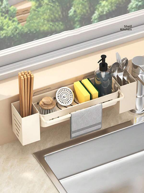 1 pezzo Scaffale porta stoviglie, porta panni e spugne da cucina multifunzione,organizer da parete per spezie