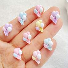 10/30/50pcs Vibrant Resin Mini Colorful Balloon Rhinestone Sets - 3D Flatback Decorations For DIY Crafts, Nail Art, Scrapbooking And Wedding Decor - Random Mixed Colors - Multicolor - View 3