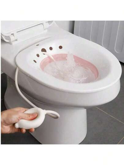 LINKOOL Baño de asiento plegable para hemorroides, bañera de hidromasaje, bidé, fregadero especial para limpieza, remojo, mujeres embarazadas, cuidado posparto, kit de baño de asiento plegable para hemorroides, accesorios y herramientas de baño