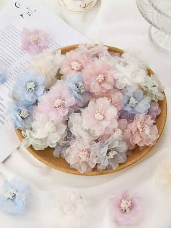 5/15 件，人造奥萨花装饰袜子娃娃 DIY 配件布贴，7 种颜色的 DIY 贴花，适用于缝纫、手工艺品、艺术、拼布、服装、帽子和包袋装饰