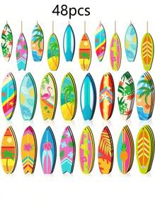 16pcs Wooden Surfboard Design Beach Tree Hanging Decorations For Summer Beach Party With String Pendant,Home Decor ,Room Decor,Wall Decor Gifts Birthday Graduation