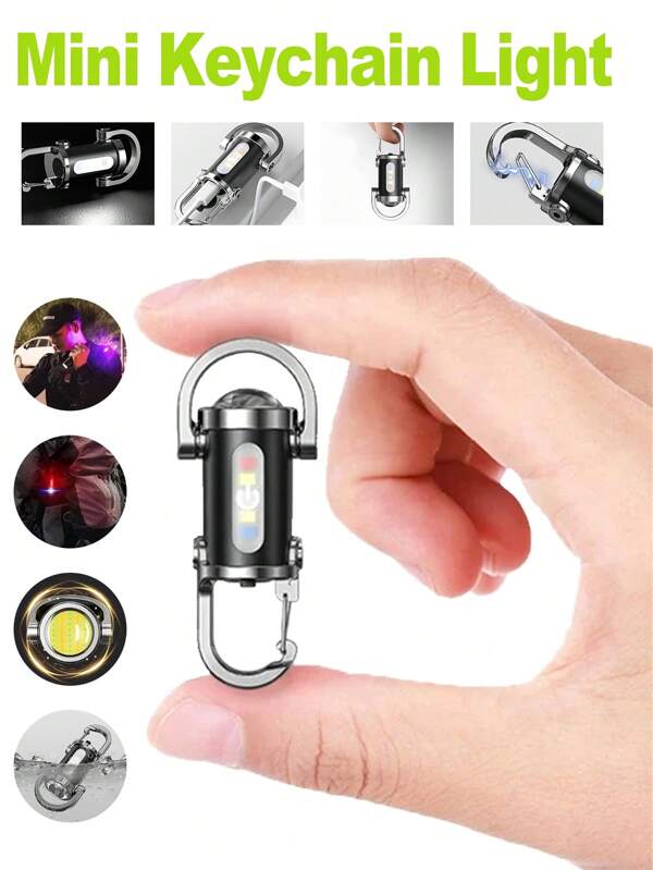 1/3/6 PIEZAS Linterna de llavero con LED COB de 14280-400mAh - Antorcha de bolsillo recargable por USB para camping, senderismo y emergencia, mini luz de llavero multifuncional, iluminación portátil de gancho de bolsillo para exterior, reflector, linterna