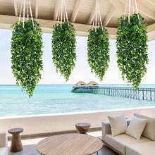 1/4pcs Artificial Hanging Plants Fake Wall Hanging Eucalyptus Plants UV Resistant Plastic Hanging Plants Artificial Decor For Party Wall Porch Wedding Decoration