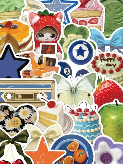 50 قطعة ملصقات كاجوال عتيقة للأشياء المعيشية للكمبيوتر المحمول والألبوم والحقائب والثلاجة ، ملصقات رسوم متحركة للهواة والاصنع بنفسك