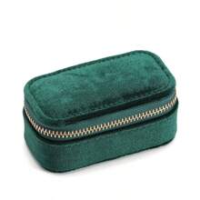 1pc Customized Velvet Jewelry Box With Gold Foil Printing, Elegant Bridesmaid/Birthday/Mother's Day/Valentine's Day Gift, Rectangular Design With Zipper Closure, Jewelry Storage Box