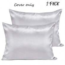 2PCS Satin Toddler Pillowcase Soft Zipper Travel Pillow Cover For Boys And Girls Solid Color - Multicolor - View 1