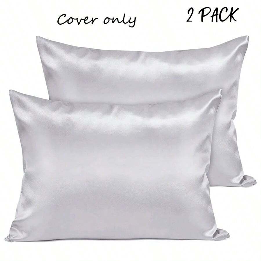 2PCS Satin Toddler Pillowcase Soft Zipper Travel Pillow Cover For Boys And Girls Solid Color - Multicolor - View 1