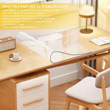 1pc 0.25mm Thick Pvc Transparent Tablecloth Desk Mat Protective Film, Waterproof, Oil Proof, Heat Resistant, Suitable For Table Cover, Tea Table, Bedside Table, Computer Desk, Office