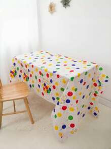 1pc Disposable Colorful Polka Dot Balloon Plastic Table Cover, Durable, Suitable For Rectangular Tables, Birthday Party, Celebration, Party Dining Table Decor | Holiday Tablecloth | Decorative Design, Dining Table Decor, All Seasons