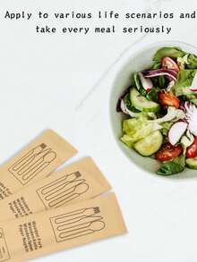 30 Sets Of Disposable Tableware, Individually Packaged, Including 30 Forks, 30 Knives, 30 Spoons, 30 Paper Towels, Made Of Birch, And Practical, Suitable For Parties, Festivals, Travel, Bachelorette Parties, Disposable Tableware Sets, Tableware - Multicolor - View 2