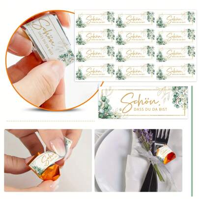 120pcs Elegant Eucalyptus & Gold Foil Stickers - "So Glad To Be Yours" Wedding Gift Pendant, Birthday & Christening Gift Seals, Rectangular Paper Stickers 5x1.8cm, Elegant Design | Floral Decorative Party Supplies