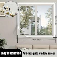 1pc Summer Mosquito Net For Windows, Hook-And-Loop Self-Adhesive, Ventilated Transparent Door And Window Screens, High Density Invisible Curtain Screens, Suitable For All Kinds Of Doors And Windows, No Drilling Required, Self-Adhesive Installation, Removable And Easy To Clean, Usable Year-Round