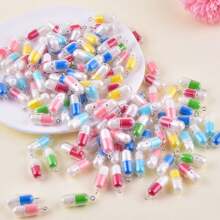 10pcs (Random Colors) Cute 3D Smiling Face Capsule Pill Pendant DIY Earrings Jewelry Accessories; 10pcs Realistic Mini Mushroom Pendant For DIY Necklace Earring Keychain Jewelry
