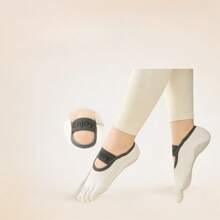 1 para skarpetek do jogi dla kobiet, jednolity kolor, bez pleców, pięciopalczasty design do pilatesu, pochłaniające pot, uniwersalne skarpetki do jogi