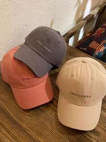 Gorra de béisbol a juego para pareja con bordado de letra, protección solar para exteriores con cierre a presión - Multicolor - Ver 3