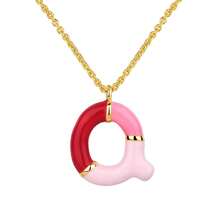 女士气球首字母项链吊坠，泡泡字母项链精致字母珐琅吊坠 18K 镀金蓬松名字个性化珠宝礼物