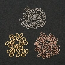 Ahknormailcui Anel elíptico rígido banhado a ouro, 100 peças/lote, de aço inoxidável, com divisão de 0,5 mm/0,6 mm/0,7 mm de espessura, anel pendente oval dourado, conector de anel de salto que pode ser aberto para fazer joias, acessórios faça você mesmo