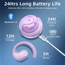 MiniSoo AI Translator Earbuds Real Time, 144 Languages Translation Headphones. If You're Looking For Some Open-Ear Headphones, This Is The Perfect Time To Buy Them. You Can Use Them For Up To 28 Hours With The Charging Case. - 紫羅蘭色 - 查看 5
