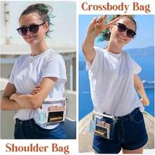 Clear Crossbody Bag With Zipper Closure, Transparent Purse For Concert Sports - 銀色 - 查看 2