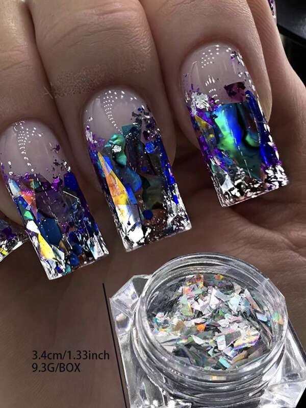 Irregular Aluminum Nail Glitter Sequin Aurora Sparkly Chunky Flakes Glitter Silver Gold Foil DIY Nail Decoration