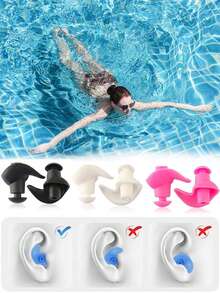 2pcs/Box Waterproof Earplugs, Swimming Earplugs, Waterproof Reusable Silicone Swimming Earplugs, Waterproof Silicone Soft Earplugs, Portable Durable Swimming Accessory, Spiral Silicone Earplugs, Comfortable Fit, Adult Swimming Equipment