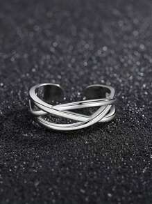 1 pièce Bague chaîne unique et ajourée pour homme, bague en alliage au look vintage usé tressé