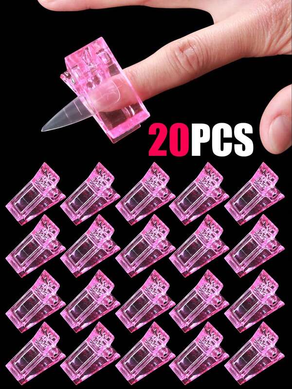 molletta per punte delle unghie per costruzione rapida di Polygel, Forme per unghie, molletta per unghie per Polygel, Estensione unghie, Morsetti per costruttore UV LED, Strumento per manicure e arte di unghie, Forniture per unghie, 3/5/10/20 pezzi Trasparente, Rosa, Forniture per unghie, Strumenti per unghie, Strumenti per arte di unghie, Ritorno a scuola, Unghie, Strumenti per unghie per unghie finte
