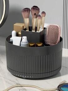 1pc Desktop Rotating Cosmetic Brush Holder, For Storage Of Eye Shadow, Lipstick And Brushes, Easy To Access Small Tools, Knives, Eyebrow Pencils, Razors, Office Stationery, Etc. It Is A Multifunctional Rotating Holder For Household Use And Organizing Cosmetics, Great As An Accessory Or Fun Gift.,For Holiday Beach, Bathroom Collection, Bedroom Collection, Large Capacity