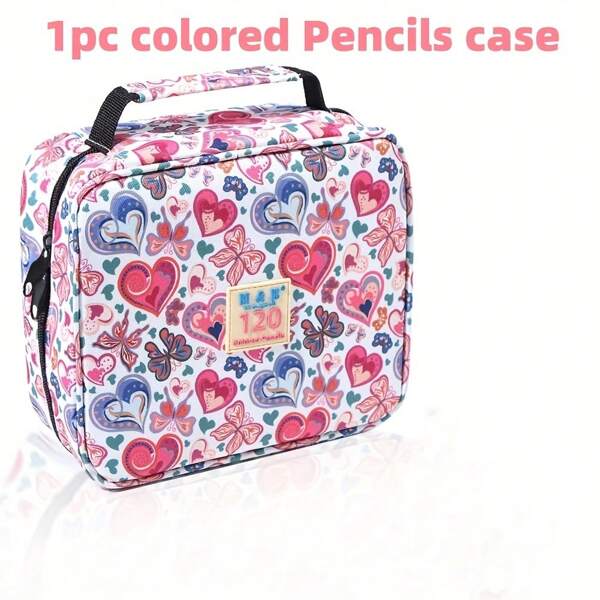 1 pieza Estuche de lápices de colores con capacidad para 120 lápices, estuche grande para lápices y bolígrafos, organizador con cremallera para llevar lápices de gel, adecuado para adultos, pintores, escritores y amantes del arte, estuche para lápices, mochila escolar