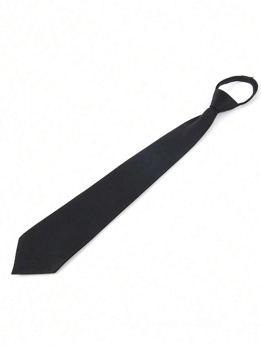 1pc Red & Black 45cm Long Zipper Tie For Men, Business Formal Suit Necktie, Convenient For Students, Security Guards, Uniform, Suitable For Business, Party, Gathering,Accessories,Festival,Graduation Gift,Accessories - Black and Red Two Piece Set - View 1