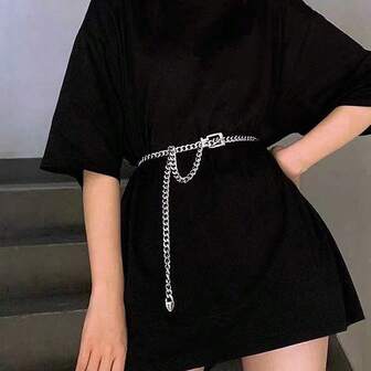 Plus Size Waist Belt For Dress, Minimalist Versatile Decorative Dress Waist Chain, Metal Chain Waist Cincher For Women, Summer Fall, Autumn, Halloween