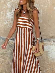 Vestido de verano estampado sin mangas con falda larga tipo A, ropa de mujer de verano, vestido para vacaciones, falda para salir