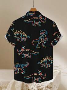 Camisa de hombre con estampado 3D de dinosaurio para el verano