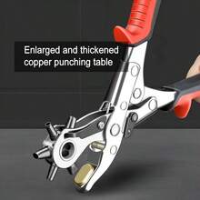 1pc Heavy Duty Faux Leather Punch Plier - Rotating Steel Manual Tool With Red Rubber Handle, For Belts, Sewing Projects And Handicrafts - Perfect Gift For DIY Enthusiasts, Leather Punch, Leather Working Tools | Efficient Punching Tool | Durable Manual Tool