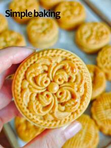 4-Piece Set Of Pastry Molds With Blessing Patterns, Birthday Gift Baking Sets, Bento Supplies, Handmade DIY Cookies Molds, Cake, Biscuit, Stamp Biscuit Cutting Molds, Holiday Party Mooncake Bean Paste Cake Kitchen Tools,Dessert Mold.Mooncake Mold Set Cookie Shaper.