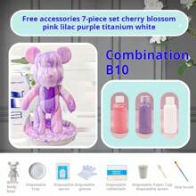 Kit de manualidades de oso de arte fluido en blanco para pintar, incluye pegatinas de oso de arte fluido DIY y figura artesanal de oso fluido