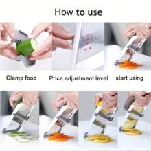 Versatile Manual Vegetable Slicer With Adjustable Stainless Steel Blade - Perfect For Potatoes, Lemons & More - Essential Kitchen Gadget