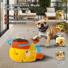 1 pieza Juguete dispensador de alimento en forma de pato interactivo - Dispensador de presión manual para perros pequeños, medianos y grandes, juguete rompecabezas de plástico resistente con pico y patas naranjas, diseño sin batería