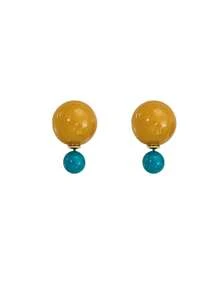 1 Paar Farbblock Kugelohrstecker, Sommer Schmuck, westlicher Stil Schmuck, Strand Accessoires, Party, Strand, Sommer, Schmuck, Accessoires