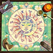 1 pieza "Geometría Sagrada" Misterioso Tapete para lectura de Tarot del Árbol de la Vida - Poliéster, tela cuadrada para adivinación brujería, apropiado para la decoración del hogar y la dormitorio, decoración de habitación y dormitorio, mantel decorativo para fiestas de poliéster