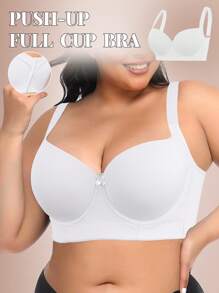 White Seamless Plus Size Women's Underwear Smooth And Simple Gathering Bra