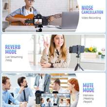 Microphone Lavalier sans fil pour Smartphone, camera, ordinateur portable/PC, Microphone sans fil Plug-Play pour l"enregistrement vidéo/ audio, Microphone pince-cravate pour interview/Vlog/enseignement