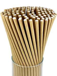 100/200/300/400PCS Natural Kraft Paper Straws, Natural Kraft Paper Strawsbiodegradable, Drinking Bulk, For Party Supplies, Bridal, Birthday, Mixed Drinks, Weddings, Restaurant, Food Service, For Wedding, Birthday, Graduation Season, Anniversary, Party,Anniversary Dinner Restaurant Table, 1pc,School Supplies - Multicolor - View 1