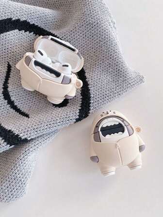 1个可爱卡通鲨鱼造型3D硅胶耳机保护套，兼容1/2/3/Pro/Pro2