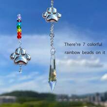 1Pc Pet Dog Cat Paw Print Sun Catcher Pet Memorial Gifts Crystals Prisms Dog Pet Sympathy Hanging Window Garden Decor Wind Chime Rainbow Maker Suncatcher Loss Of Dog Gift Rainbow Bridge Sympathy Gift For Pet Lovers, Window Decor & Friend Birthday Keepsake