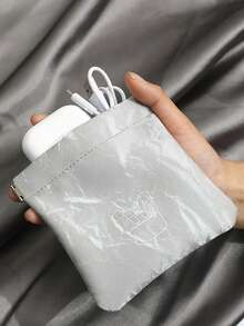 1/2 piezas Bolsa organizadora de cable de datos con cierre automático, Bolsa portátil para guardar auriculares/cargador/lápiz labial, Bolsa pequeña para organizar cables de viaje, Artículos esenciales de viaje - Gris - Ver 7