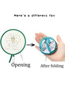 Round Folding Hand Fan Cute Cartoon Mini Foldable Hand Fan, Summer Portable Hand-Held Fan, New Fashion Student Pocket Fan,Ideal For Daily Use, Outdoor Activities & Fashion,Folding Fan Round Fan Mini Portable Cartoon Fan